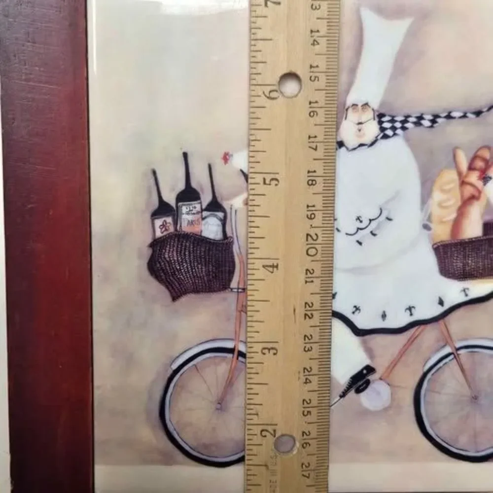 Jennifer Garant French Chef on Bicycle Framed Kitchen Wall Art Print 12